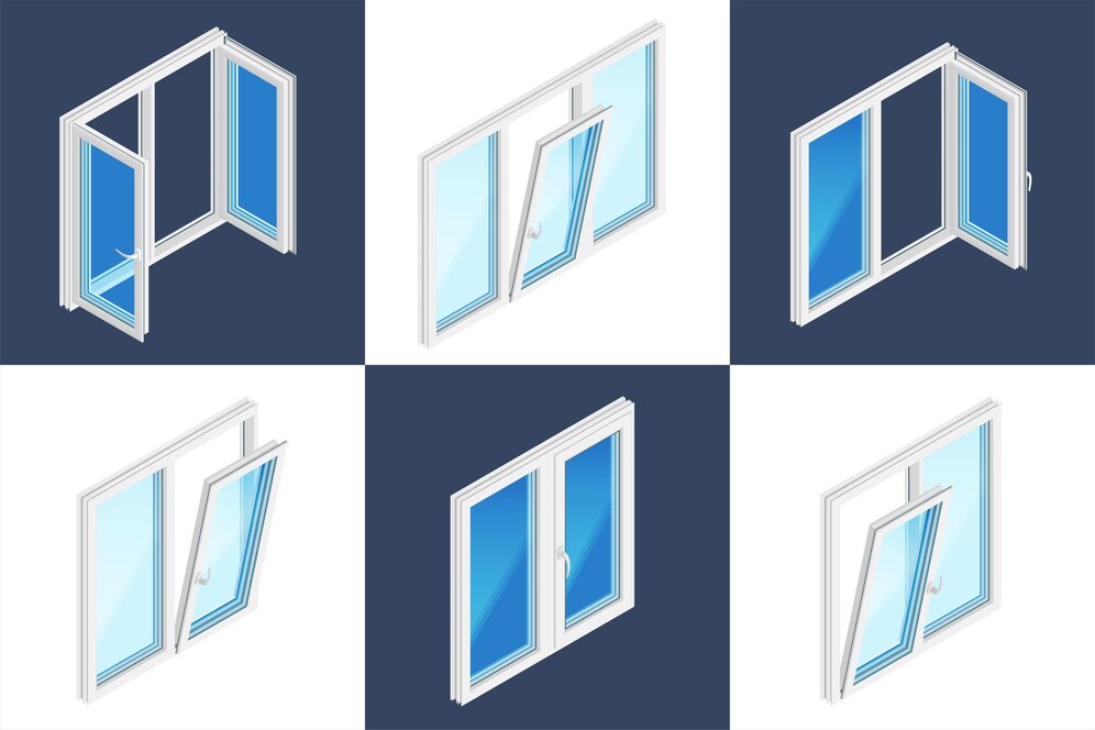 Hinged window styles diagram showing casement, awning, and tilt and turn window configurations for Canadian homes